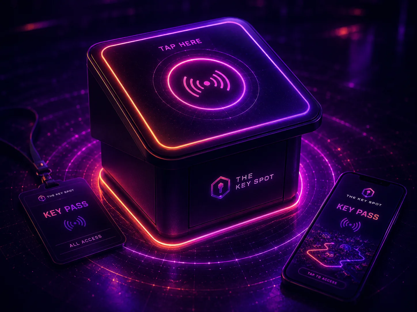 Glowing KeySpot NFC scanner cube