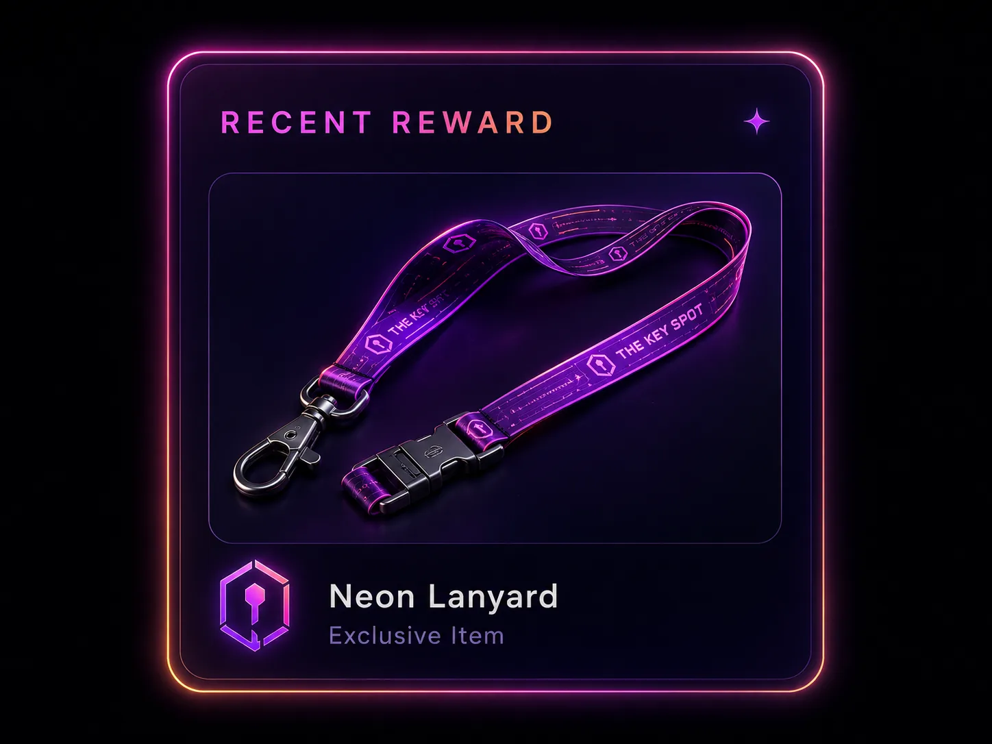 Neon lanyard reward card